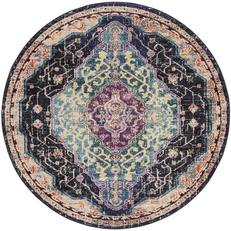 Safavieh 6 ft. 7 in. x 6 ft. 7 in. Monaco Power Loomed RugRound Black & Blue MNC249Z-7R